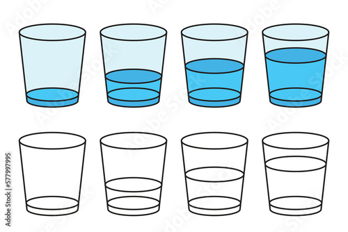 A glass of water icon and doddle object vector