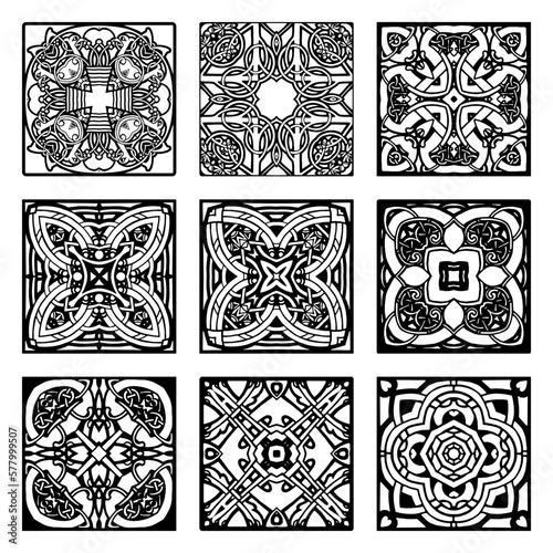 Set of oriental vector damask.
