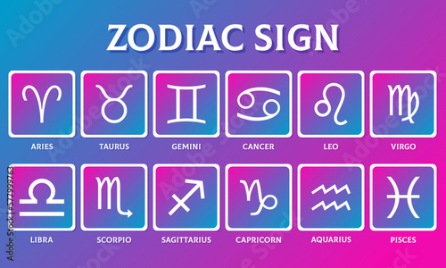 Zodiac signs collection, astrology signs.
