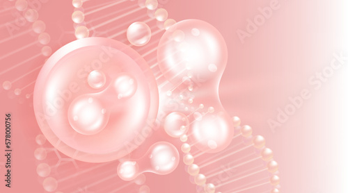 Probiotic and Hyaluronic acid skin solutions ad, pink collagen, and vitamin serum drops with cosmetic advertising background ready to use illustration vector.	