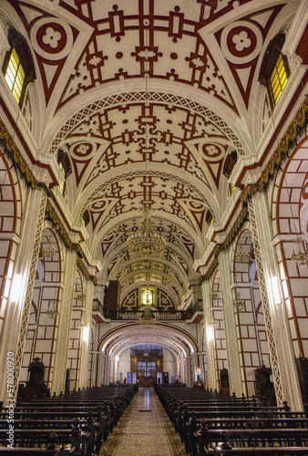 Basilica and Convent of San Francisco of Lima, Central Nave and ceiling, Lima, Peru photo