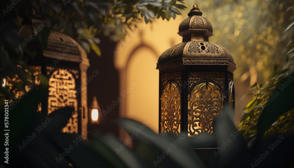 Fototapeta premium Ornamental arabic lantern background for islamic festival ramadan