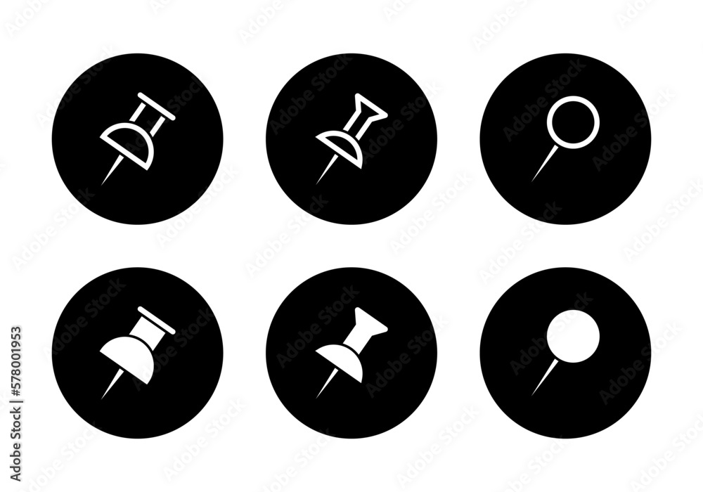 Push pin, thumbtack icon set collection vector Push pin, thumbtack icon set collection vector