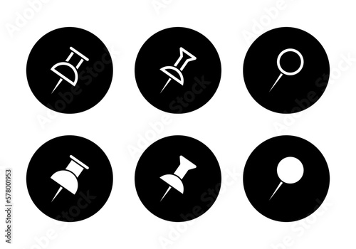 Push pin, thumbtack icon set collection vector