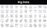 Set of outline big data icons. Minimalist thin linear web icon set. vector illustration.