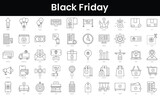 Set of outline black friday icons. Minimalist thin linear web icon set. vector illustration.