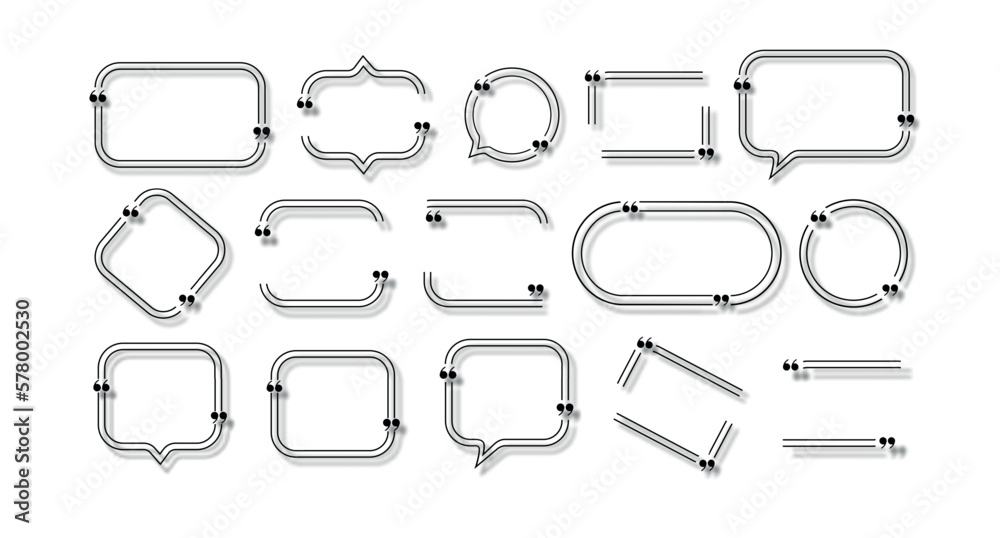 Quote box frames set isolated. Bubble speech comment message reference borders quotation. Vector Quote box frames set isolated. Bubble speech comment message reference borders quotation. Vector