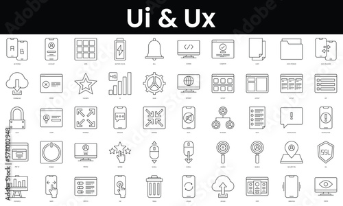 Foto Set of outline ui and ux icons