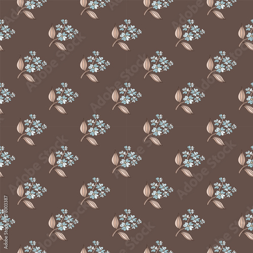 Seamless pattern with decorative flowers. Floral background. Cute plants endless backdrop.