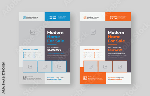 Real estate flyer design with a4 paper size, Modern property sale, Home rent flyer, banner, Leaflet, House flyer template for printing