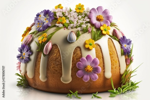 Delicious Easter cake on a white background. easter.spring. generative AI