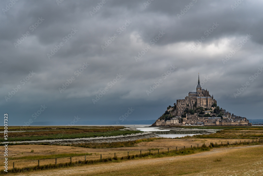 Cathedral At Mont Saint Michel, English Channel, Way of St. James, Route of Santiago de Compostela, Normandy, France