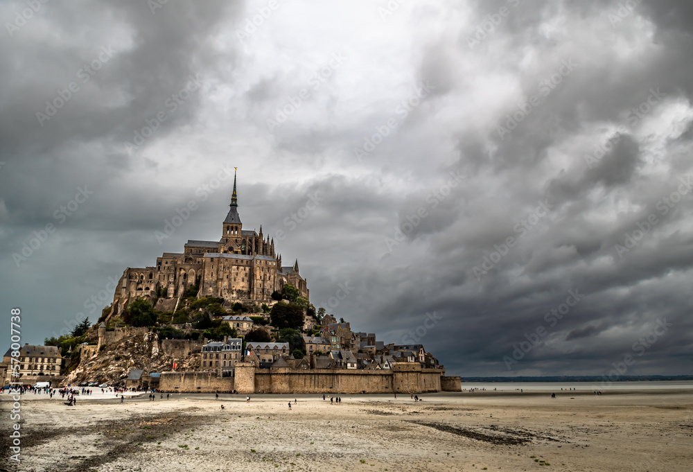 Cathedral At Mont Saint Michel, English Channel, Way of St. James, Route of Santiago de Compostela, Normandy, France