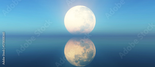 full moon reflection on the water illustration