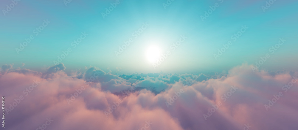 Obraz premium above clouds fly sunset sun ray