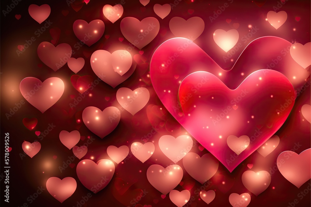 Glowing hearts background. Generative AI Glowing hearts background. Generative AI