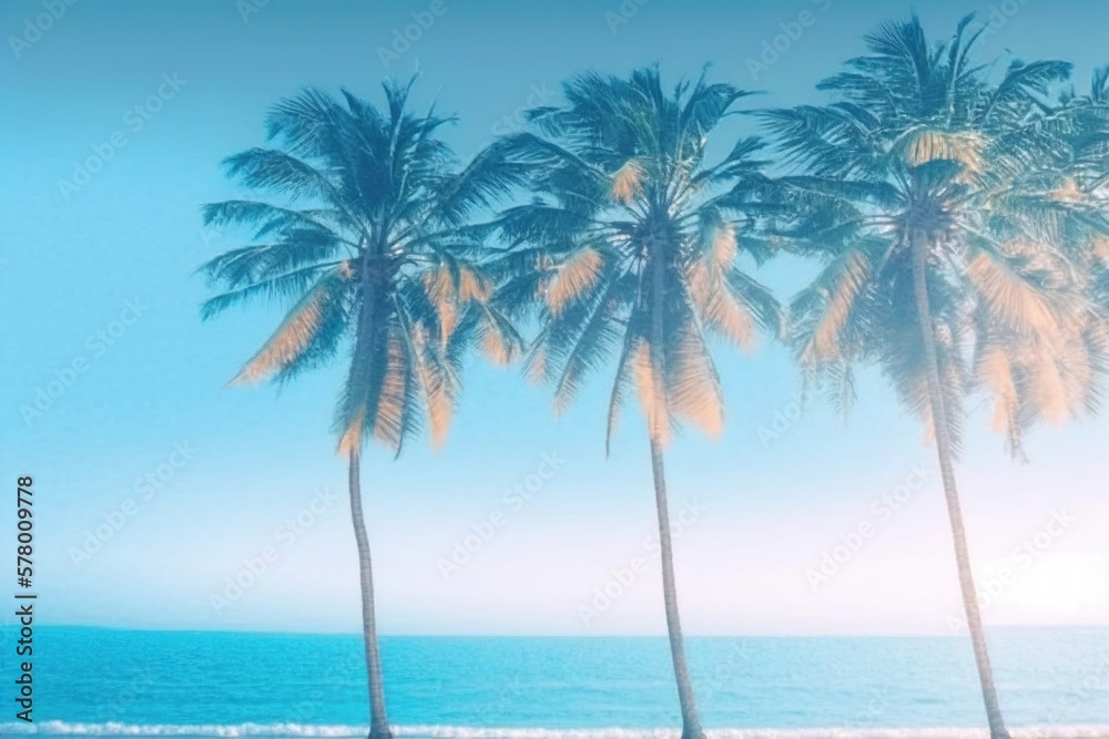Palm trees and sea. Generative AI