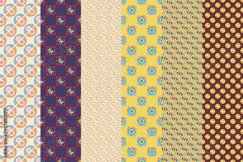 Seamlessly set pattern. Symmetric abstract wallpaper. Digital paper, textile print. Vector illustration.