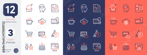 Set of Cloud computing, Wallet and Market sale line icons. Include Card, Delivery, Photo cloud icons. Delegate work, Coffee cup, Buyer web elements. Weariness, Meeting, Ice cream. Vector