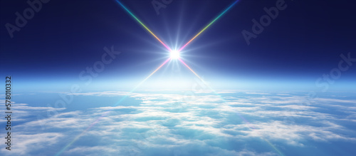 Fototapeta Naklejka Na Ścianę i Meble -  sunrise from space aurora, 3d rendering