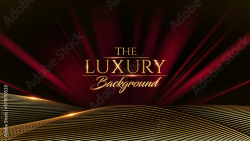 Golden Red Rays Award Background. Jubilee Night Decorative Invitation. Stage Graphics. Wedding Entertainment Hollywood Bollywood Night. Elegant Luxury. Lights Elegant Shine Modern Template Certificate