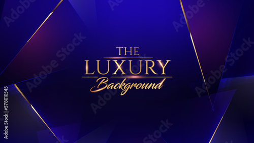 Blue Purple Golden Edge Invitation Card. Luxury Royal Awards Graphics Background. Elegant Shine Modern Abstract Template. Premium Corporate  Template.  Winner Certificate Layout.