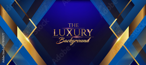 Blue Golden Royal Awards Graphics Background. Side Triangle Square Frame Lines Elegant Shine Modern Template. Luxury Premium Corporate Template. Abstract Certificate Banner Dynamic Crystal Design.