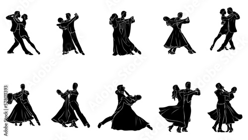 Fotografie, Obraz Dance in Ballroom Silhouette.