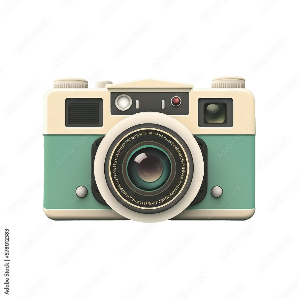 Camera icon, colored, cartoon, isolated with transparent background.