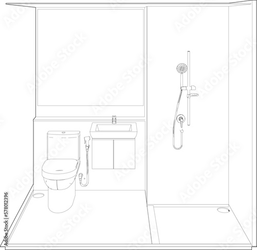 3D illustration of modular bathroom