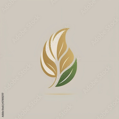 Leaf Illustration , green leaf drawing . Logo Design. Generative AI.