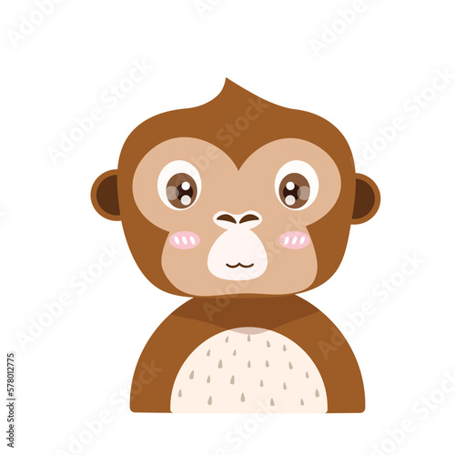 Little cute young monkey. Vector illustration of animal cartoon flat design on white background