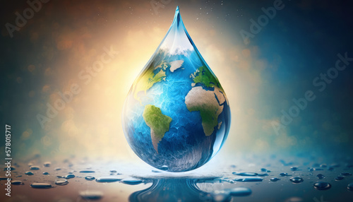 Print op canvas Water drop with earth for World Water Day ,Generative Ai