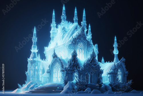 beautiful  magical white and blue ice palace photo