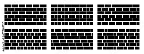 Brick wall. Seamless pattern of brickwork. Isolated vector illustration on a white background. Brick background. A wall of cobblestones. Collection of brick textures