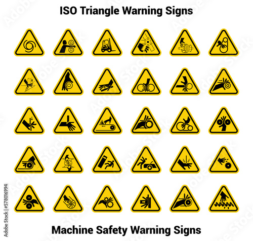 Set of ISO Machine Safety Warning Signs 