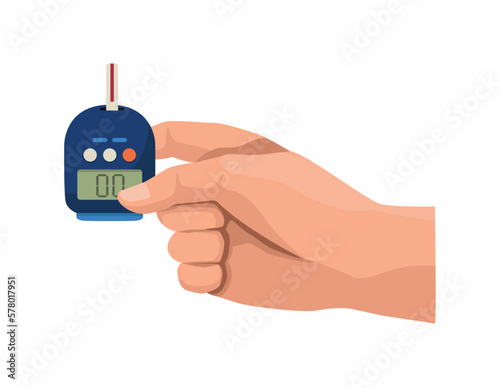 hand with glucometer medical device