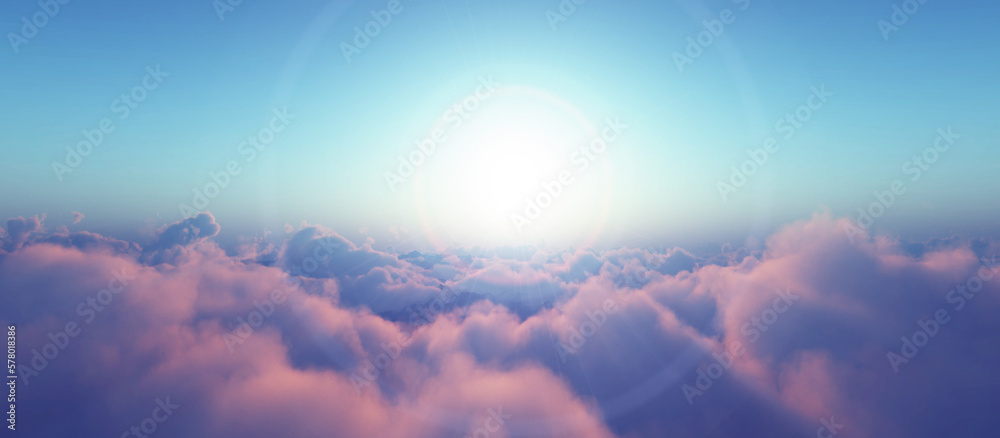 Fototapeta premium above clouds fly sunset sun ray