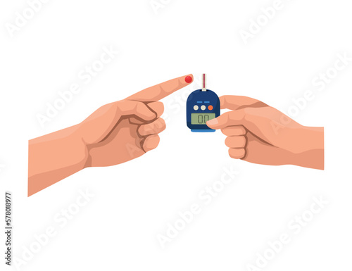 hands using glucometer
