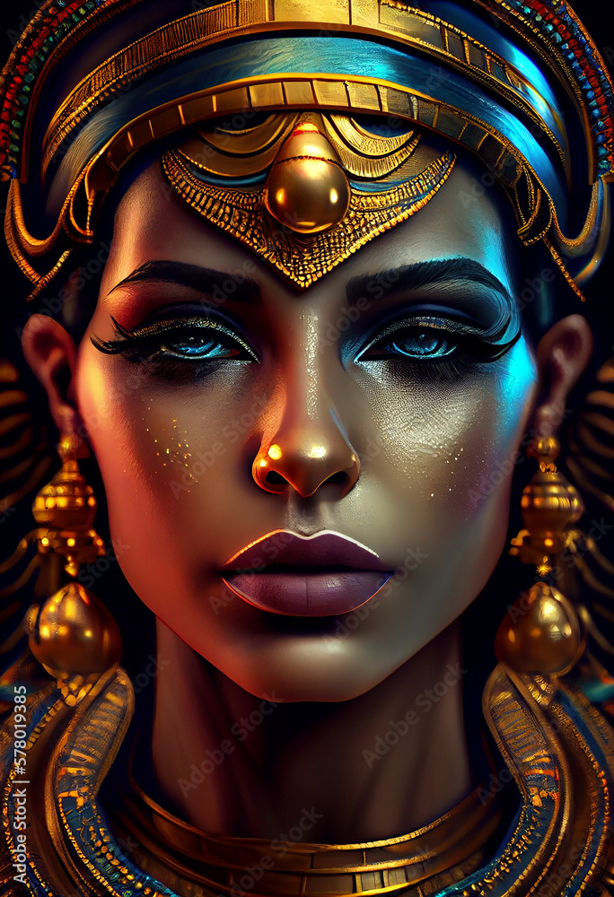 Gentle beautiful face of cleopatra. Generative AI. 