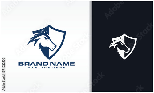 horse and shield design illustration vector