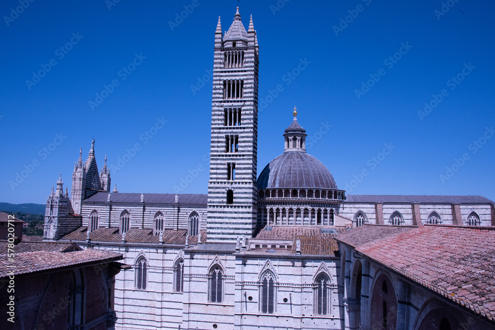 Siena Cathedral (Italian: Duomo di Siena) is a medieval church in Siena, Italy, dedicated from its earliest days as a Roman Catholic Marian church, and now dedicated to the Assumption of Mary.