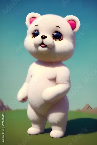 3d cute white bear