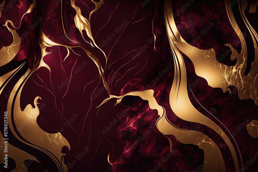Burgundy and gold marble background. Invitation, card backdrop, banner