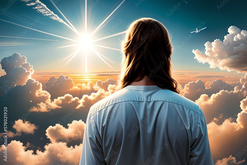 An illustration of Jesus Christ ascending to heaven