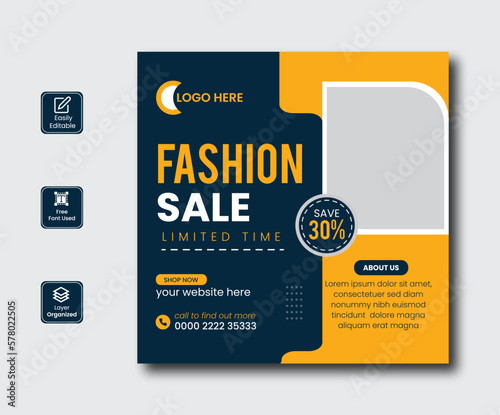 Big sale and Fashion sale instagram post collection with photo banner design , promotional banner design 