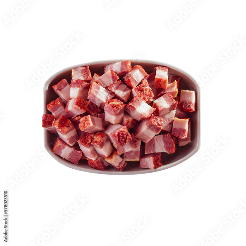 Fresh diced bacon in a bowl