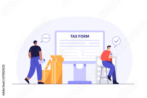 Business concept. Online Tax payment. Filling tax form