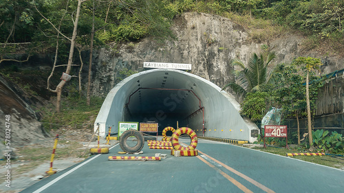 Ternate, Cavite, Philippines - The Kaybiang Tunnel cutting through Mt. Palay Palay, connecting Ternate with Nasugbu, Batangas.
