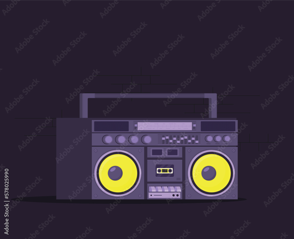 Obraz premium Old style music boombox flat vector music systems